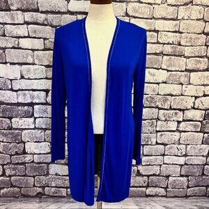 Soft Surroundings Blue & Silver Long Sleeve Cardigan Sweater Size M